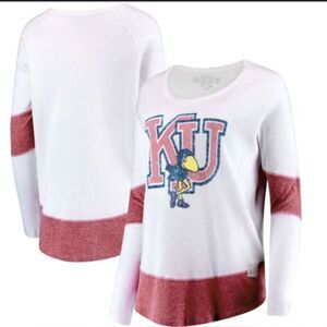 NWT Fanatics Women’s Kansas Jayhawks Boyfriend Thermal Long Sleeve Top Shirt - S